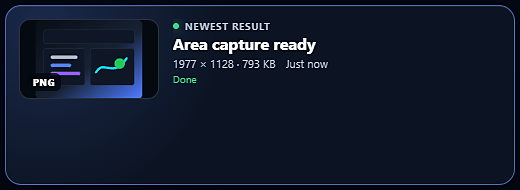 BetterScreenShot Quick Access showing a completed area capture