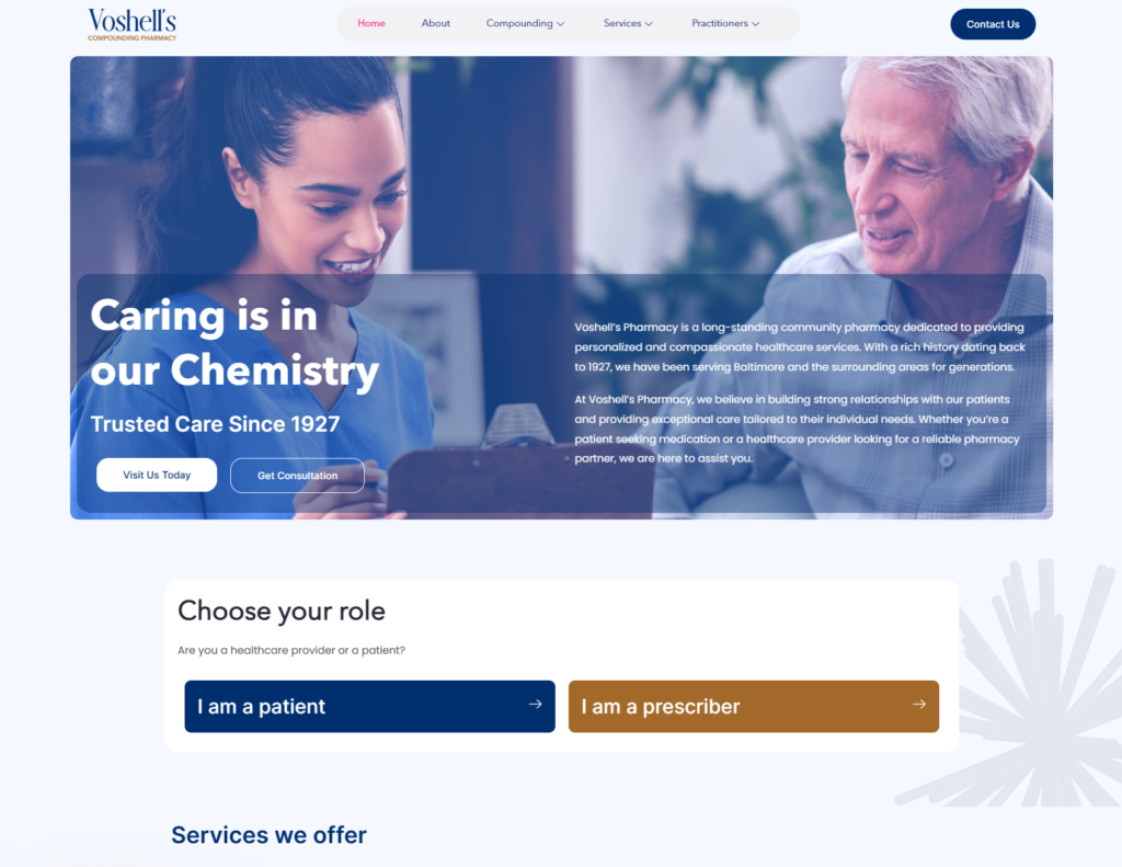 Website design for Voshell&apos;s Pharmacy